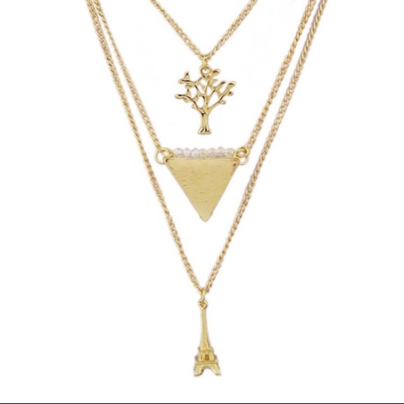 ‼️3/$30 Eiffel Tower Tree Gold Multilayer Necklace - Picture 3 of 4